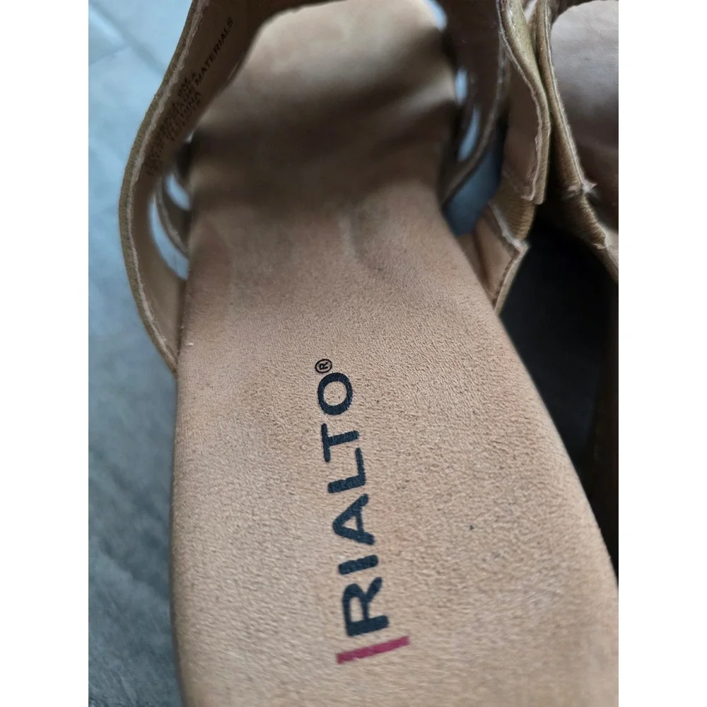 Rialto Valora Women's Comfort Wedge Sandals Slides Mules Tan Size 9‎